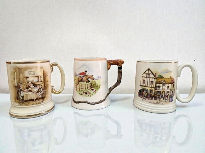 English Pottery Tankards - Lord Nelson, Arthur Wood, & Ambassador Ware