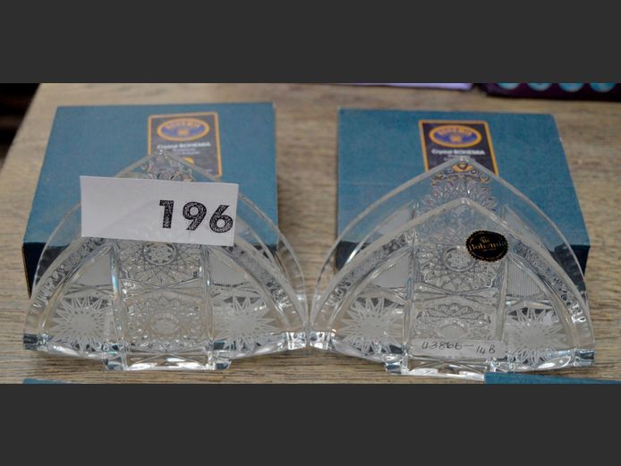 PAIR BOHEMIA CRYSTAL NAPKIN HOLDERS