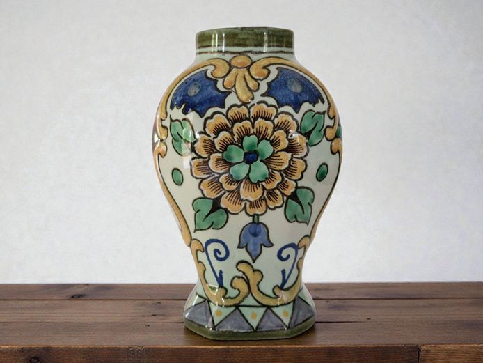 Early 20th Century "Orion" Pattern Gouda Pottery Vase