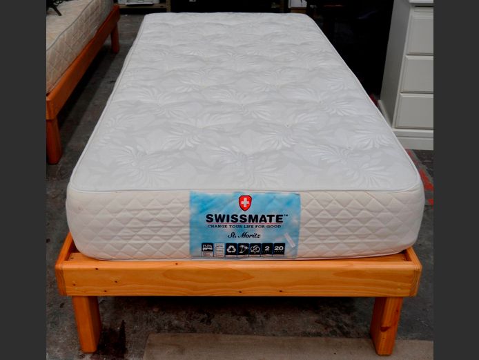 SWISSMATE SINGLE MATTRESS ON PINE DIVAN