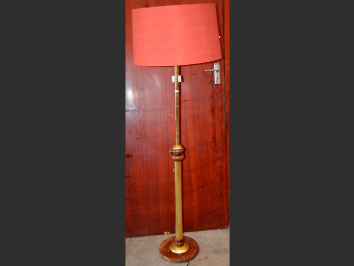 BRASS STANDING LAMP WITH SHADE, 135cm High