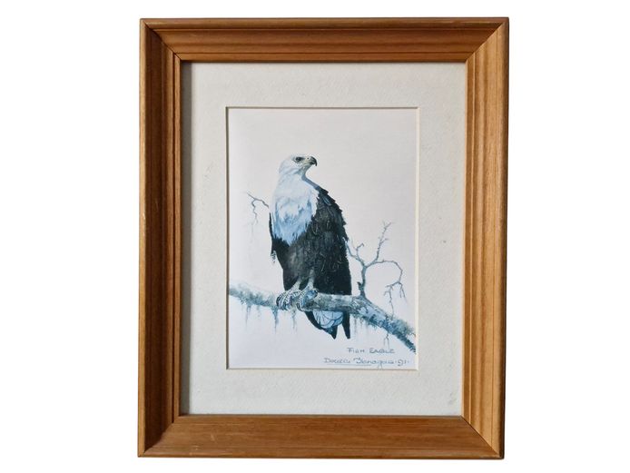Signed African Fish Eagle Lithograph by Doreen Flanagan (1991)