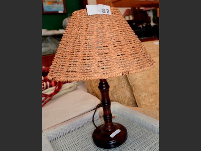 MAHOGANY BEDSIDE LAMP WITH SHADE, 54cm High