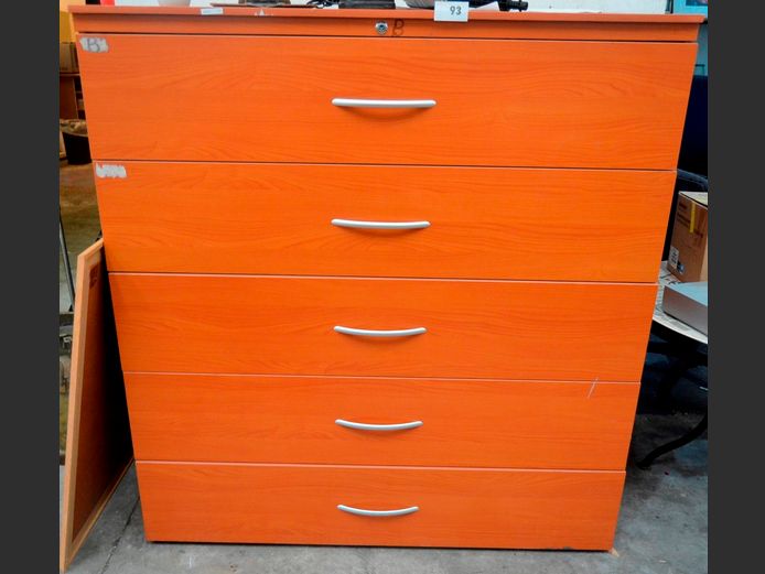 CHERRY FOIL 5-DRAWER LATERAL FILER, 134 x 60 x 145cm