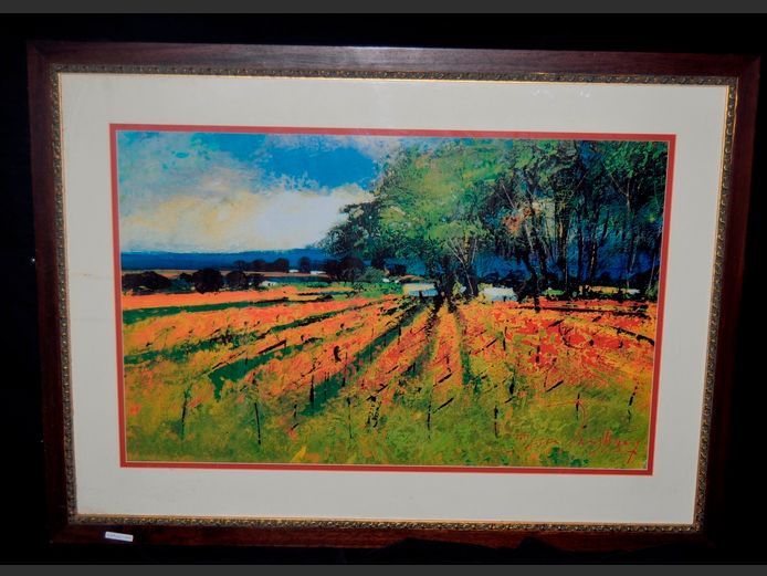 FRAMED PRINT "FARM LAND", 87 x 54cm