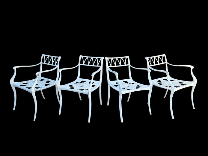 Set of 4 Vintage Cast Aluminum Garden Armchairs
