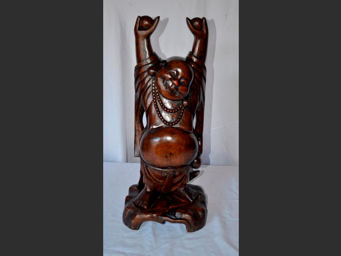 ANTIQUE CHINESE QING LAUGHING BUDDHA, 66cm High