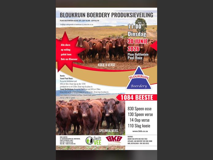 BLOUKRUIN BOERDERY PRODUKSIEVEILING