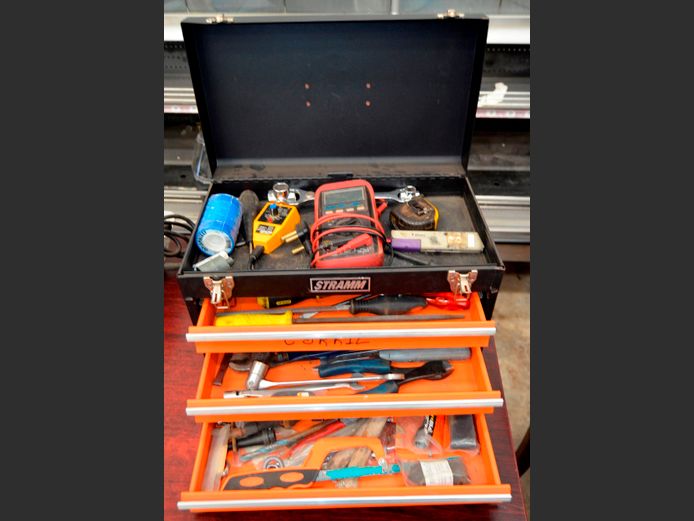 STRAMM TOOLBOX WITH CONTENTS, 44 x 24 x 27.5cm