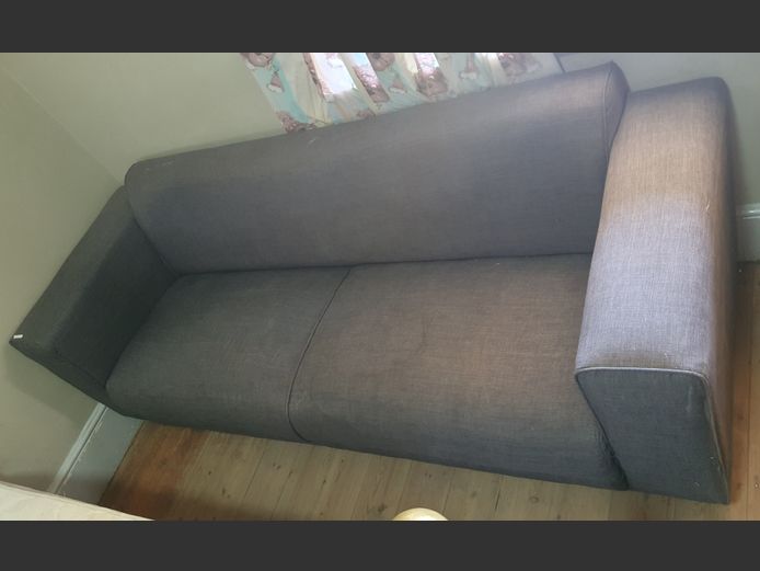 GREY UPHOLSTERED 3-SEATER COUCH, 223 x 81 x 80cm