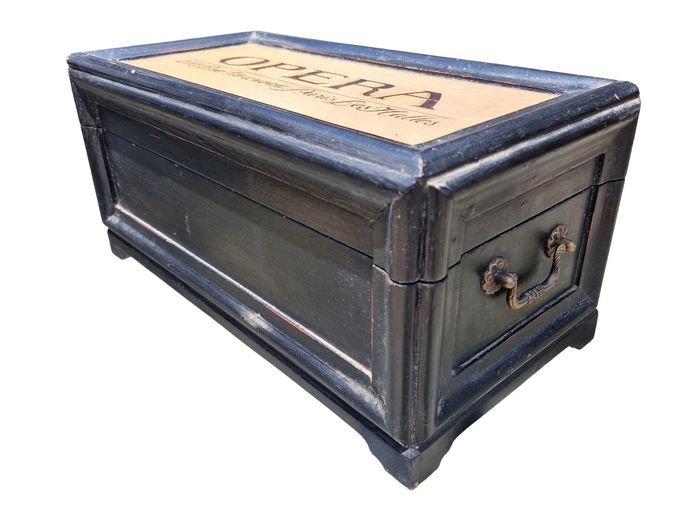Vintage Wooden Chest with Brass Handles