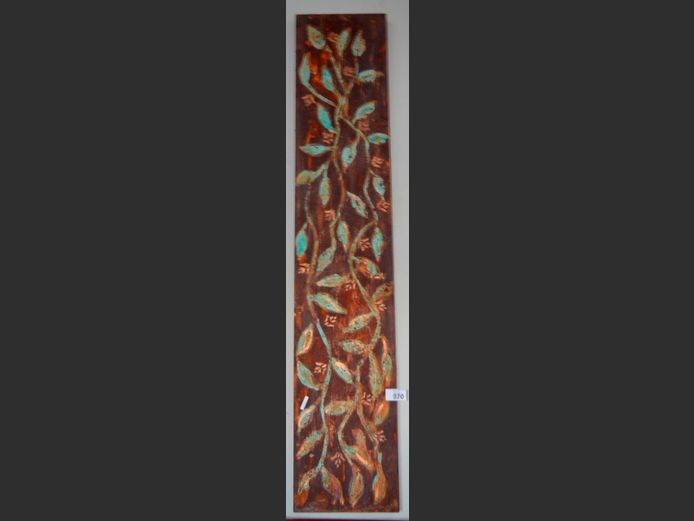 UNFRAMED MIXED MEDIA ON CANVAS "FLOWERS" SIGNED L. SCHOLTZ, 180 x 35cm