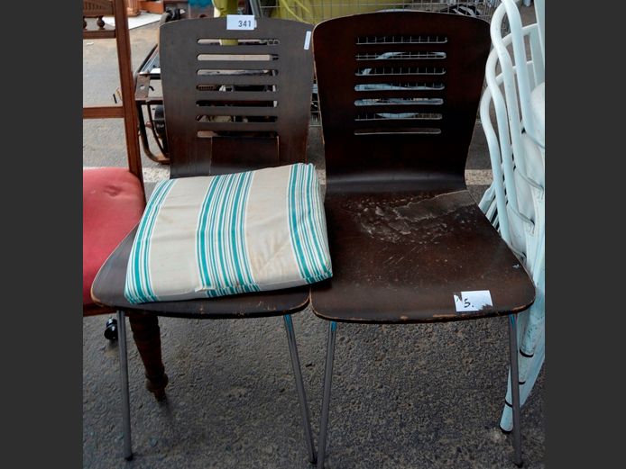 PAIR DINING CHAIRS [Scuffed, 1 chair damaged]