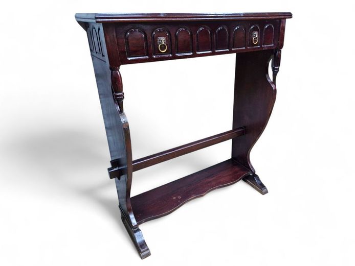 Antique Console Table with Drawer & Lion Head Handles