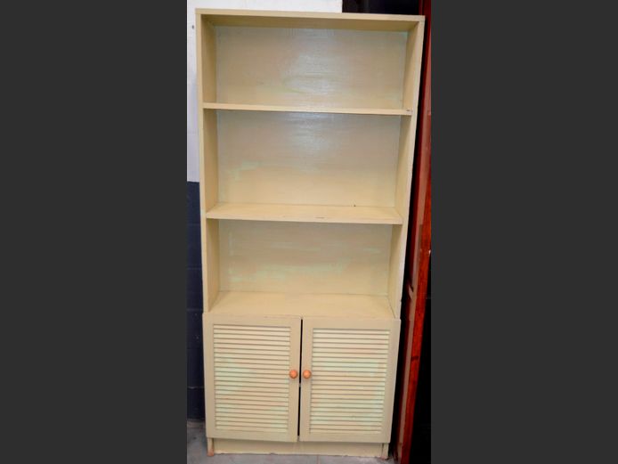 CREAM PAINTED 2-DOOR, 3-TIER CABINET, 80 x 25 x 186cm