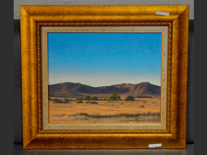 FRAMED OIL ON BOARD "KAROO LANDSCAPE" SIGNED ROBBIE MACINTOSH JR, 40.5 x 32.5cm
