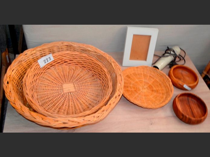 WOVEN BASKETS, WOODEN BOWLS, etc