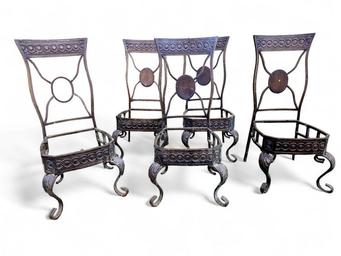 Set of 5 Art Nouveau Style Metal Chair Frames