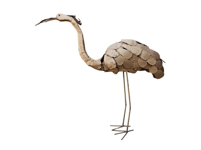 Rustic Sheet Iron Crane Garden Sculpture (96cm H)