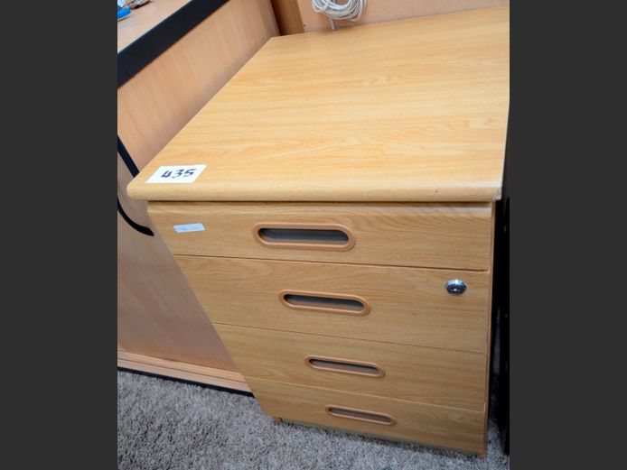 OAK FOIL 4-DRAWER PEDESTAL, 50 x 44 x 61cm