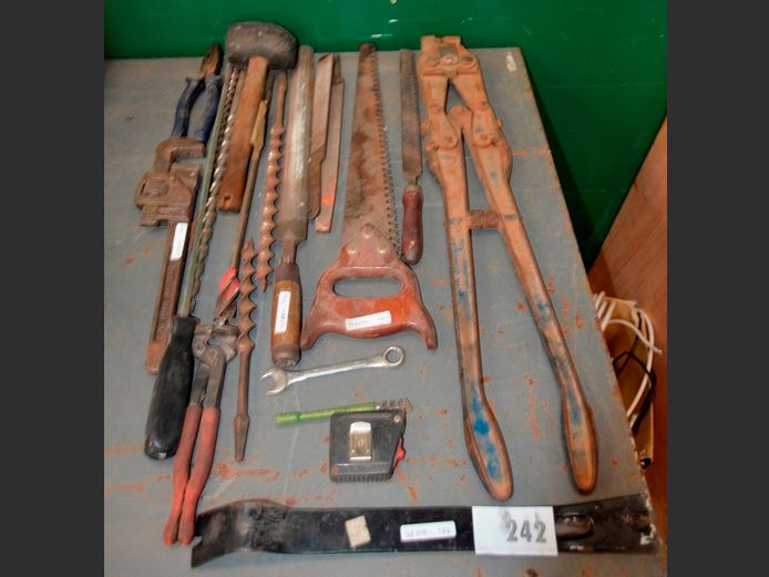 MONKEY WRENCH, MALLET, FILES, SAW, etc