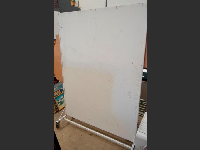 METAL & WOOD PARTITION ON CASTORS, 198 x 135cm