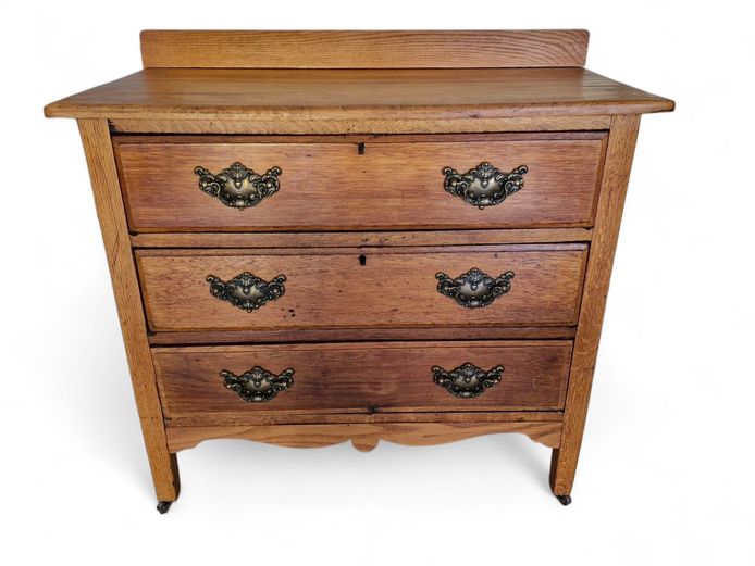 Antique Oak Dresser on Brass Castor Wheels