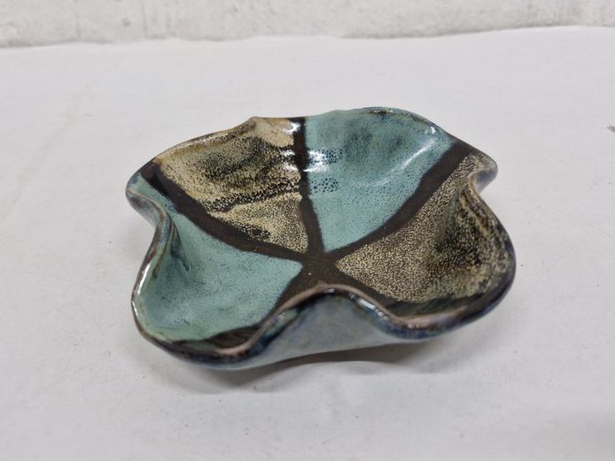 Vintage Wavy Glazed Studio Pottery Trinket Dish