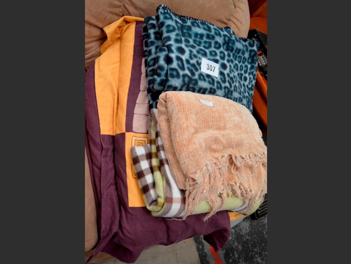 DOUBLE DUVET WITH COVER & PAIR PILLOWS IN PILLOWCASES, FLEECY BLANKETS, etc