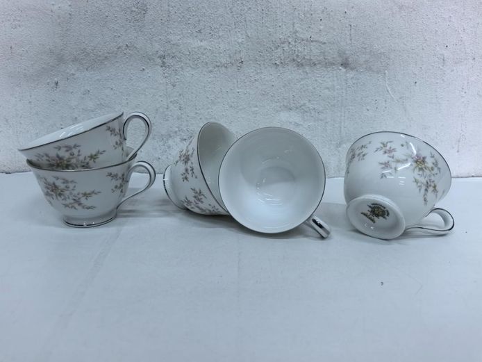 Set of 5 Vintage Noritake Arlene China Teacups