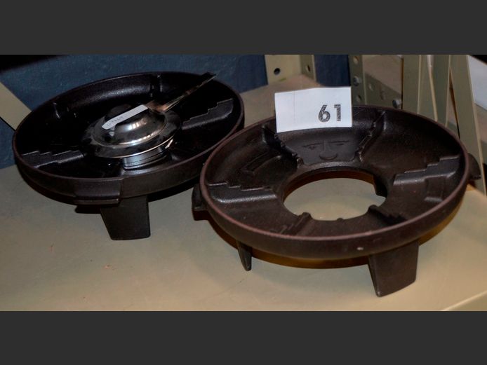 LOT OF 2: CAST IRON FONDUE POT STANDS, 22cm Diameter x 8cm High