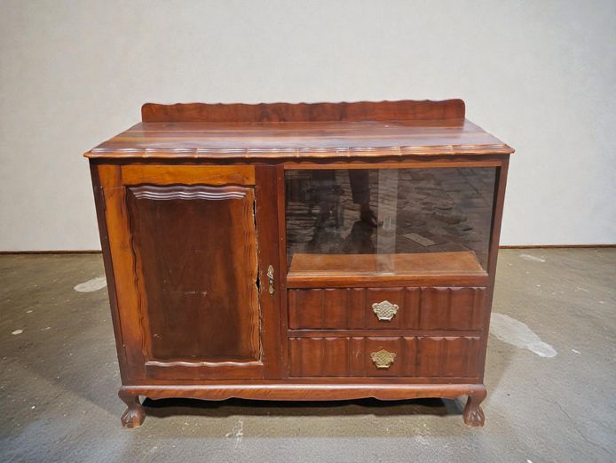 Imbuia Sideboard with Glass Display & Ball-and-Claw Feet