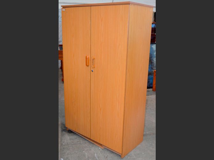 OAK FOIL 2-DOOR STATIONERY CABINET, 93 x 47 x 161cm