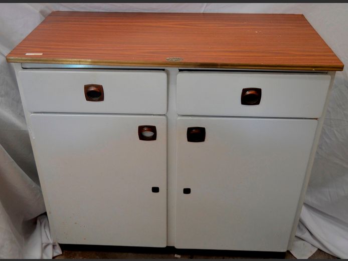 1950's METAL 2-DRAWER, 2-DOOR KITCHEN CUPBOARD, 92 x 45 x 87cm