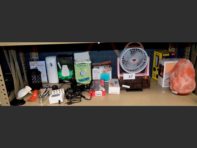 AROMA DIFFUSERS, MINI FANS, EMERGENCY LIGHT, SALT LAMP, etc [Untested]