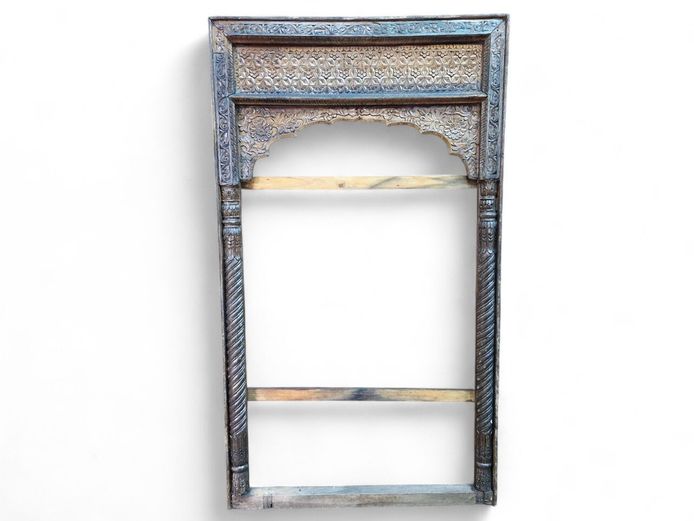 Antique Anglo-Indian Carved Arched Door Frame