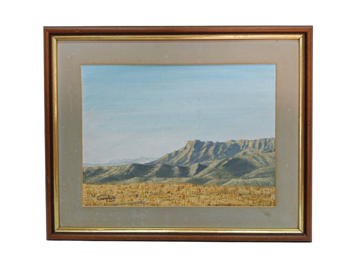 Framed Original Mountain Landscape Painting Signed "Campbell"