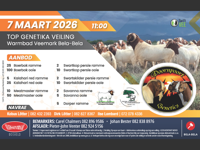 DOORNPOORT GENETICS TOP GENETIKA VEILING