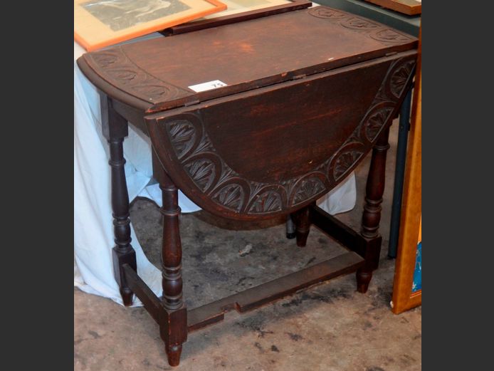 ANTIQUE OAK DROPLEAF TABLE, 77 x 70 x 73cm [1 leaf needed]