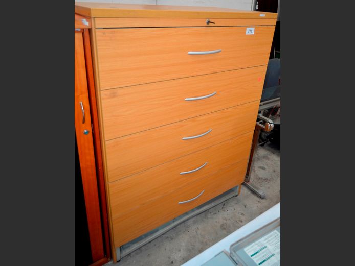 OAK FOIL 5-DRAWER OPTIPLAN, 113 x 60 x 149cm [Base panel needed]