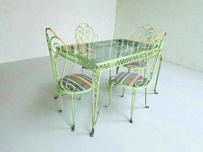 Mid-Century Wrought Iron Garden Set