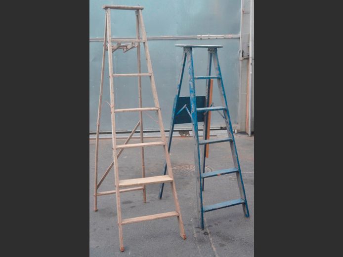 LOT OF 2: WOODEN PAINTER'S LADDERS