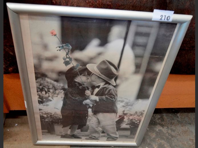 ALUMINIUM FRAMED MONOCHROME PRINT, 81 x 64cm