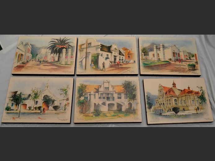 SET OF 6 PHILIP BAWCOMBE BLOCK MOUNT PRINTS OF GRAAFF REINET, 38 x 28cm