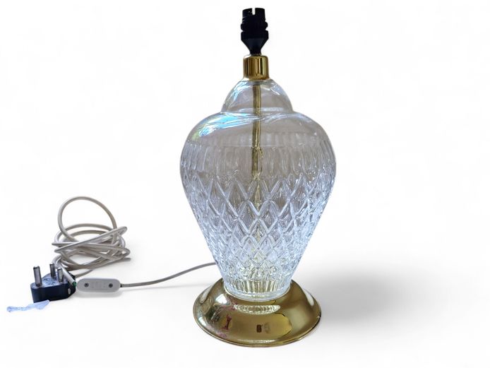 Hollywood Regency-Style Cut Glass Table Lamp