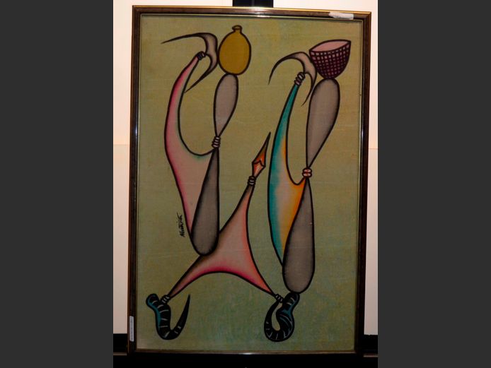 FRAMED ABSTRACT FABRIC ARTWORK, 40.2 x 61.5cm