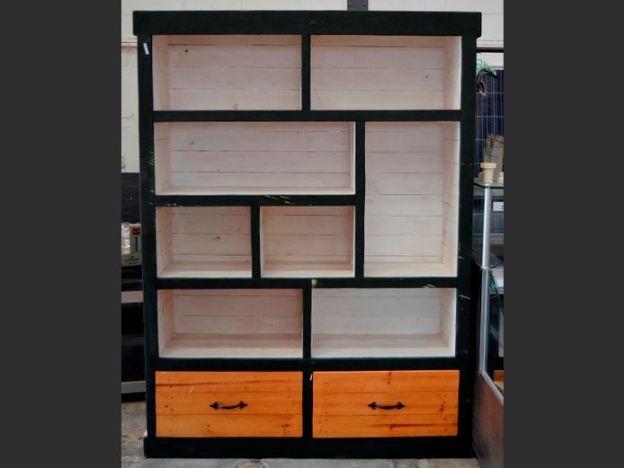 PINE 8-CUBE, 2-DRAWER SHELF, 150 x 40 x 200cm