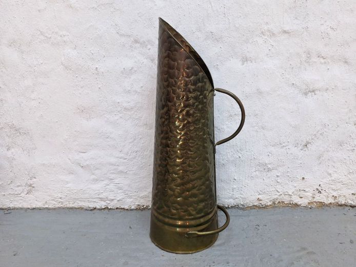 Vintage Hammered Brass Coal Scuttle