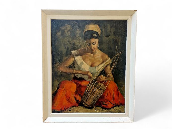 Framed Print "The Basket Weaver" After Robert van Cleef