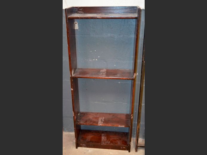 STAINED PINE 3-TIER BOOKSHELF, 50 x 19 x 123cm [Needs some love]